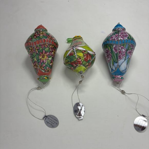 Bradford Editions Era of Louis Tiffany Heirloom Porcelain Ornaments #11 set of 3 - Picture 3 of 8